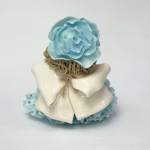 陶器製少女フィギュア 花の装飾 ドイツ Sitzendorfer Porzellanmanufaktur(?) 花と少女/ウィーン