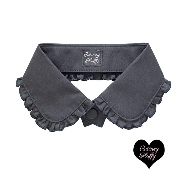 つけ衿 付け襟 丸襟 フリル コットン ブラック ホワイト 黒 白 その他