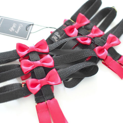 Strappy Bow♥　レッグガーター　リングガーター　リボン　ガーターベルト　靴下留　キャットガーター　赤 3枚目の画像