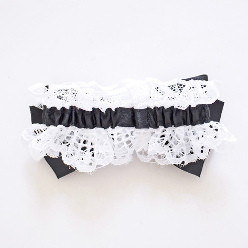 メイド リボン カフス 付けカフス お袖留め 黒白 バングル・リスト