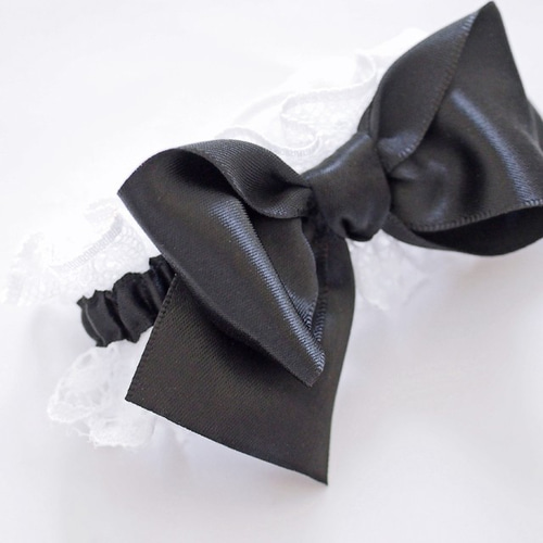 メイド リボン カフス 付けカフス お袖留め 黒白 バングル・リスト