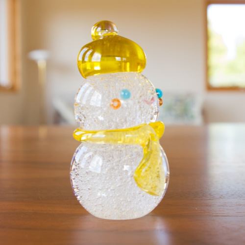 雪だるま(黄色) クリスマス ガラスオーナメント その他置物 鈴木