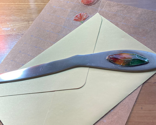 七宝雑貨】七宝モチーフのペーパーナイフ-秋色葉っぱのシンプル