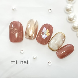 再販⁎⋆*﻿ネイルチップ No.22 オレンジブラウンの大人ニュアンスネイル