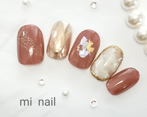 brown ニュアンス ネイルチップ 再販⁎⋆*﻿ネイルチップ No.22 オレンジブラウンの大人ニュアンス