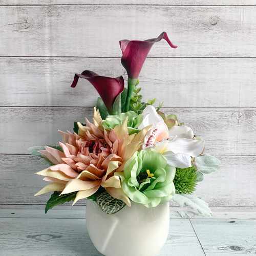 アーティフィシャルフラワーのアレンジメントNo.2/仏花/アーティ  