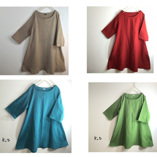 コットンリネン Aラインワンピース 黄緑色 ワンピース kt-119 通販