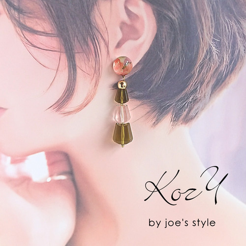 イヤリング238-782〛リバティのガラスカボションアクセサリー  