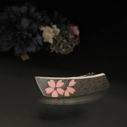 桜模様のシンプルバレッタ 1枚目の画像