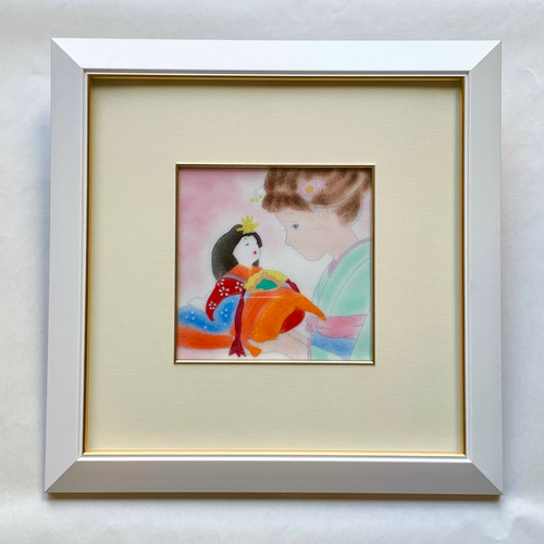 ひな祭り｜七宝焼｜額｜少女と雛 その他インテリア雑貨 安藤七宝店