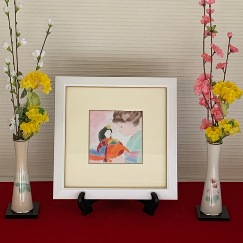 ひな祭り｜七宝焼｜額｜少女と雛 その他インテリア雑貨 安藤七宝店