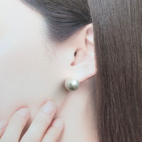 【ステンレス製ポスト】2way スティックピアス&コットンパールキャッチ 6枚目の画像
