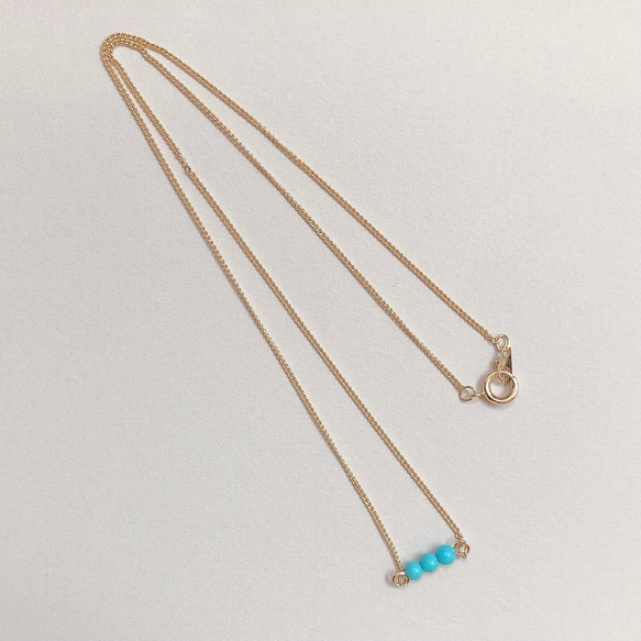 ♢..【定形外送料無料】≪K16GP使用≫ターコイズのネックレス&プチイヤリング..♢ 4枚目の画像