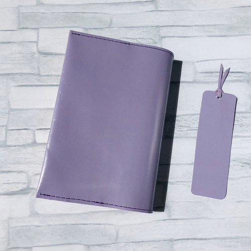 山羊革 文庫本用ブックカバー うす紫 しおり付き ブックカバー