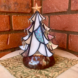 ステンドグラスホワイトクリスマスツリー クリスマスツリー ステンド