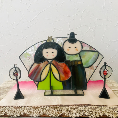 ステンドグラスお雛様のパネル その他インテリア雑貨 ステンドグラス