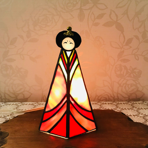 お雛様　ステンドグラスパネル2枚組　色違い　ハンドメイド 2223e76da17ff70c510d16cf28b6c2