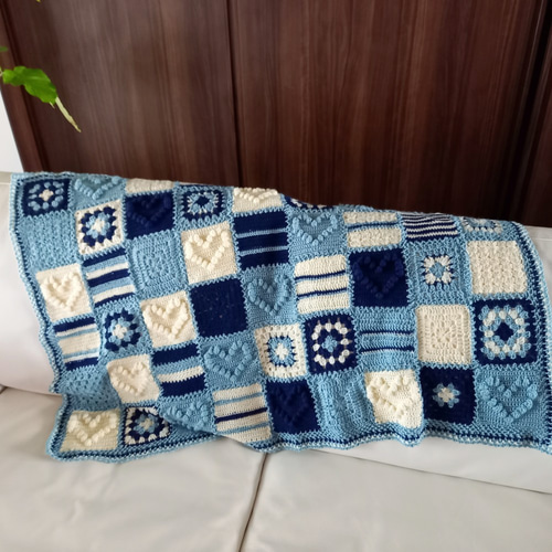 膝掛*ブランケット*ハーフケット*ハートモチーフ*モチーフ繋ぎ その他ファッション雑貨 345.com 通販｜Creema(クリーマ) 11233572