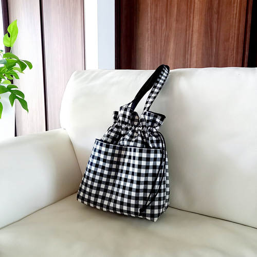TEMBEA 巾着 PVC Coating - Gingham Green
