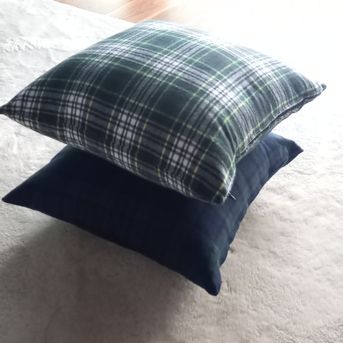 クッションカバー*タータンチェック*秋冬起毛加工*コットン100