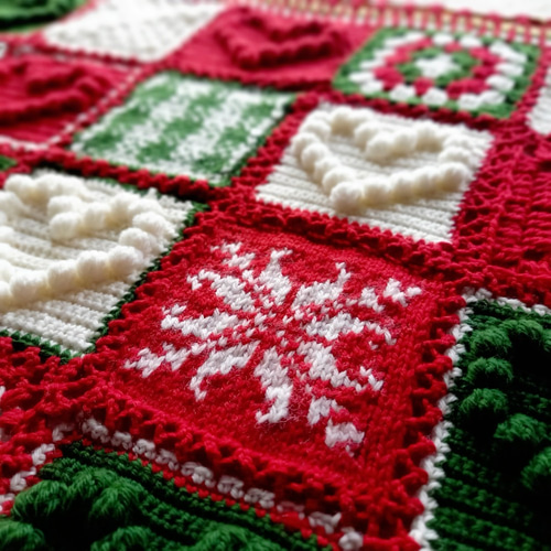 超早割祭2025】クリスマスブランケット*膝掛*モチーフ繋ぎ* その他