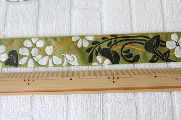 ＵＳＡ刺繍リボン「モダンな和の花柄」ジャガードリボン　チロリアンテープ　usa-ｋ57　(1ｍ単位) 3枚目の画像