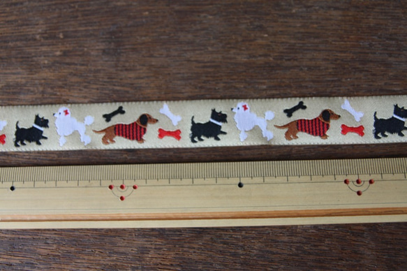 ＵＳＡリボン　2.2cm幅（30cmカット済） テリア　プードル　ダックス　犬　刺繍リボン  ジャガード チロリアン 7枚目の画像