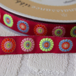 ＵＳＡ刺繍リボン「Turkish Flowers」ジャガードリボン　チロリアンテープ　usa-K49　(1ｍ単位) 4枚目の画像