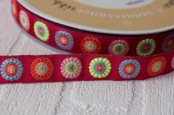 ＵＳＡ刺繍リボン「Turkish Flowers」ジャガードリボン　チロリアンテープ　usa-K49　(1ｍ単位) 4枚目の画像