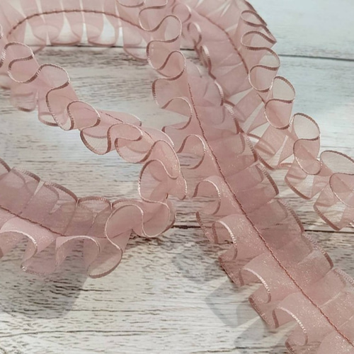 木馬(MOKUBA)フリル ジョーゼットリボン パープル(30cm単位 木馬(MOKUBA)フリル ジョーゼットリボン パープル(30cm単位