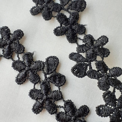 お花のケミカルレース　幅2ｃｍ　kiem-19（1m単位）ブラック 3枚目の画像