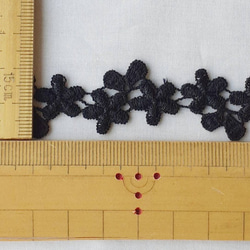 お花のケミカルレース　幅2ｃｍ　kiem-19（1m単位）ブラック 4枚目の画像