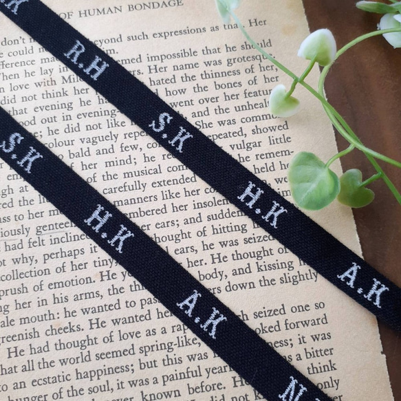 イニシャルテープ（2本セット）アルファベット イニシャルタグ リボン  