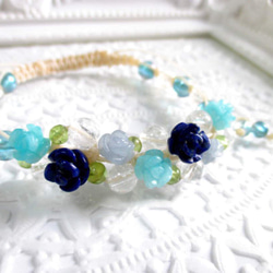 大人可愛い☆天然石編み込みブレス☆秋色☆受注制作 ブレスレット