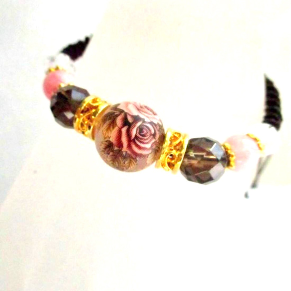 玫瑰轉運珠與粉紅蛋白石，扭轉編織呼吸墨晶 第3張的照片