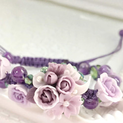 它閃閃發光的玫瑰玫瑰園針織氣息的花束紫☆ 第4張的照片