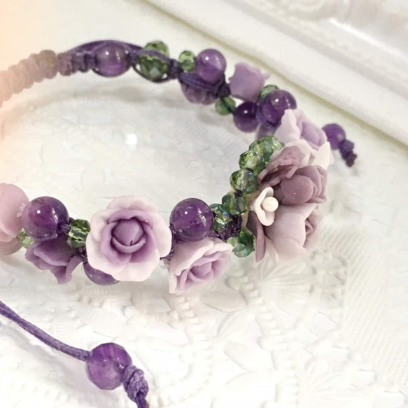 它閃閃發光的玫瑰玫瑰園針織氣息的花束紫☆ 第5張的照片