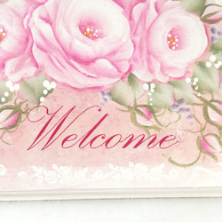 彩繪☆訂單生產☆粉紅色的玫瑰和壓花歡迎板☆☆玫瑰粉 第2張的照片
