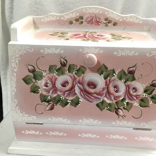 送料無料☆受注制作☆薔薇のブレッドボックス☆トールペイント その他