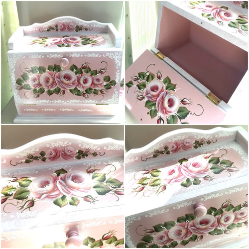 送料無料☆受注制作☆薔薇のブレッドボックス☆トールペイント その他