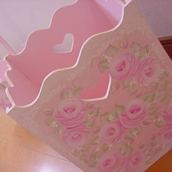 トールペイント☆薔薇のダストボックス☆受注制作☆送料無料 ゴミ箱