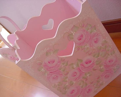 当店の記念日 トールペイント☆薔薇のダストボックス☆受注制作☆送料無料 その他