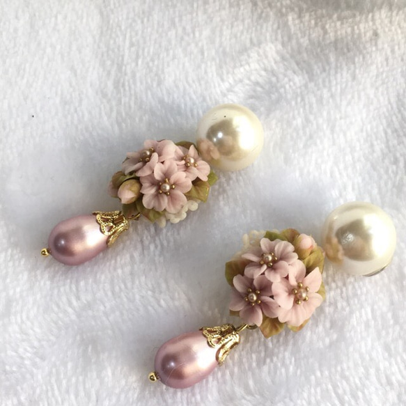 櫻花☆櫻花花束和珍珠磁石耳環 第2張的照片