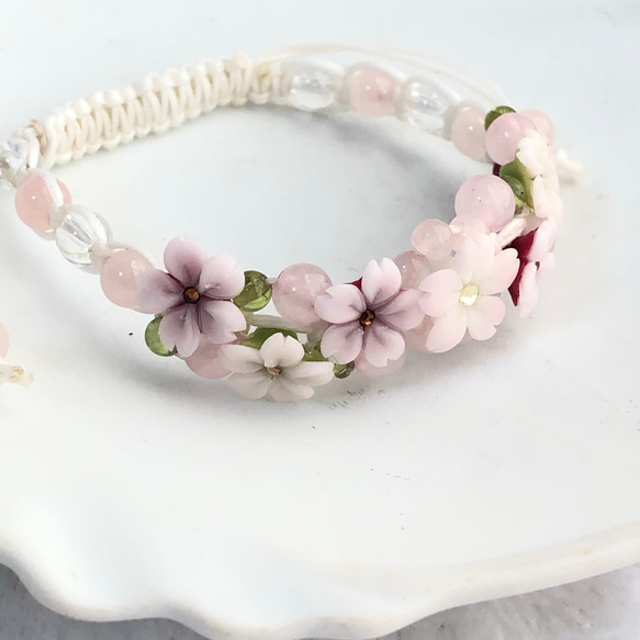 受注制作☆桜☆桜Cherry blossom garden bracelet☆春アクセサリー 2枚目の画像