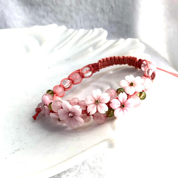 受注制作☆桜☆桜Cherry blossom garden bracelet☆春アクセサリー 4枚目の画像