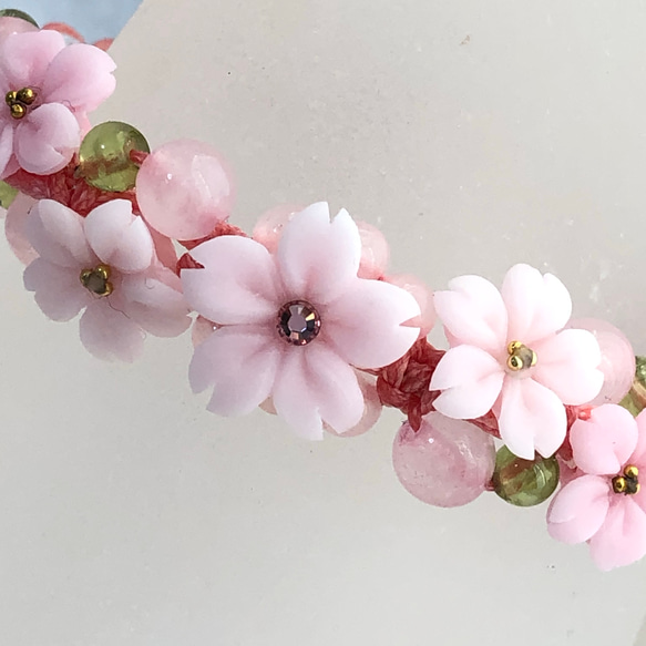 受注制作☆桜☆桜Cherry blossom garden bracelet☆春アクセサリー 8枚目の画像