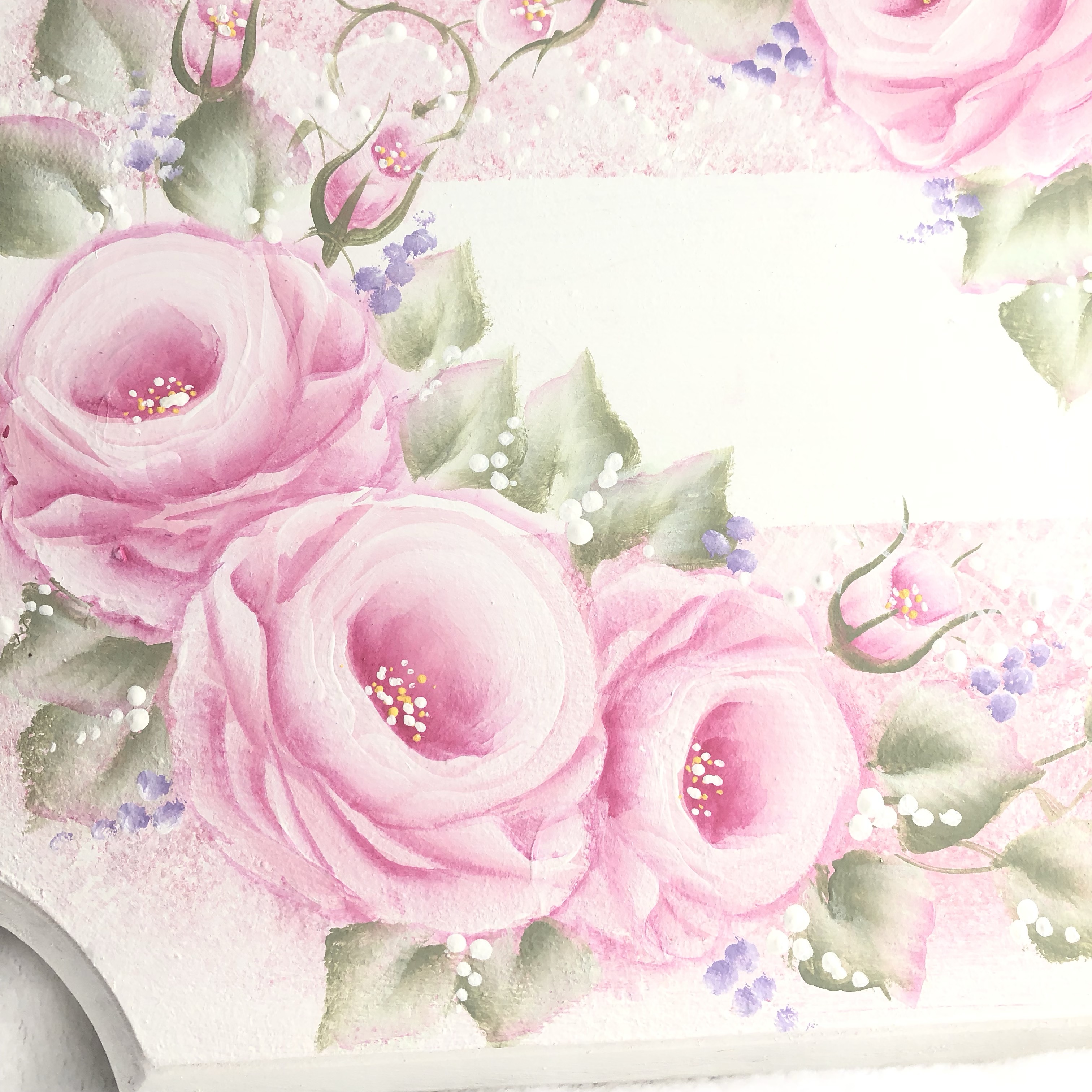 受注制作☆トールぺイント☆ピンクの薔薇のネームプレート☆薔薇