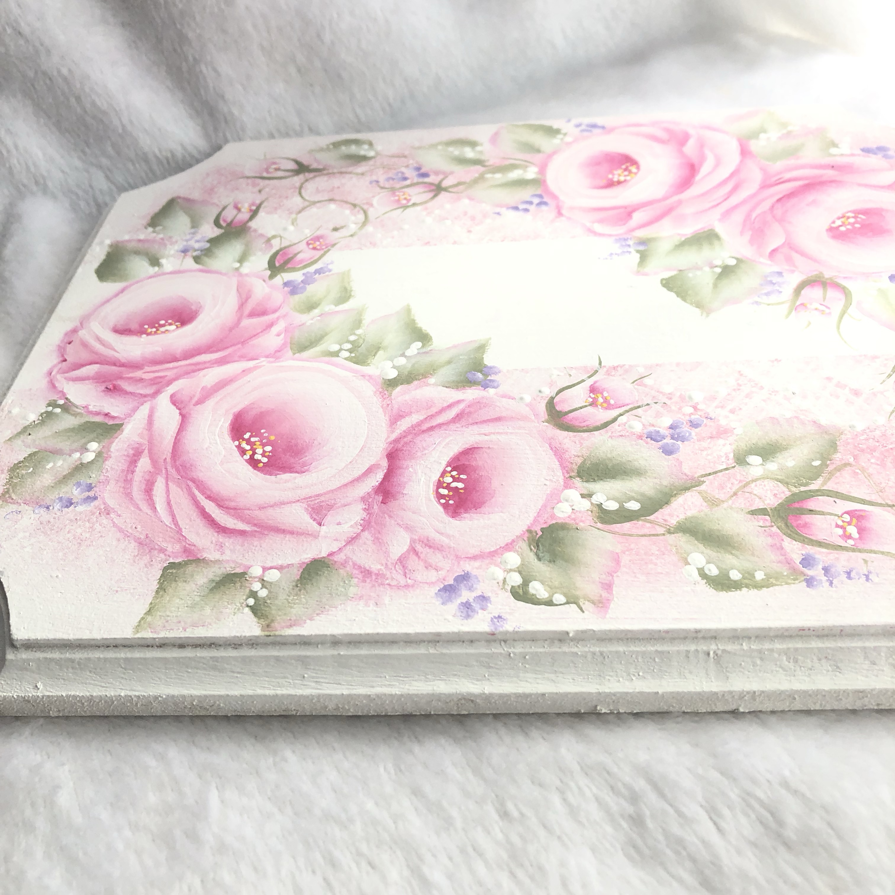 受注制作☆トールぺイント☆ピンクの薔薇のネームプレート☆薔薇