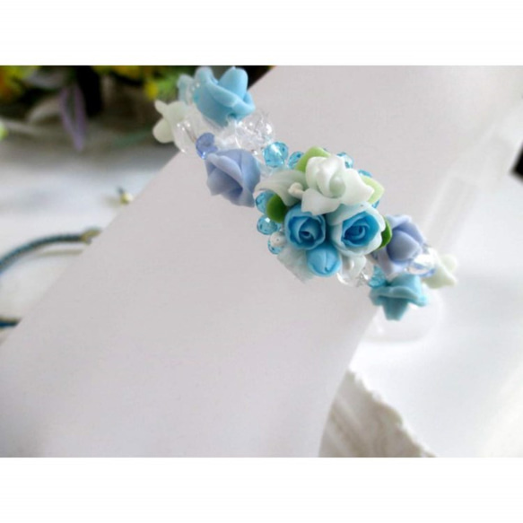 樹脂玫瑰花束和天然石玫瑰園針織寫氣息☆藍 第5張的照片