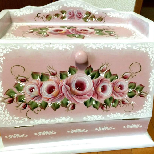 薔薇のブレッドボックス☆受注制作☆トールペイント☆薔薇 薔薇のブレッドボックス☆受注制作☆トールペイント☆薔薇